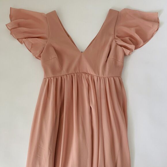 NWT Birdy Grey Hannah Empire Dress Pink Dusty Rose Small Chiffon Bridesmaid Flow - Picture 5 of 15